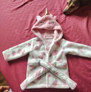 Soft Pink and White Unicorn Bath Robe